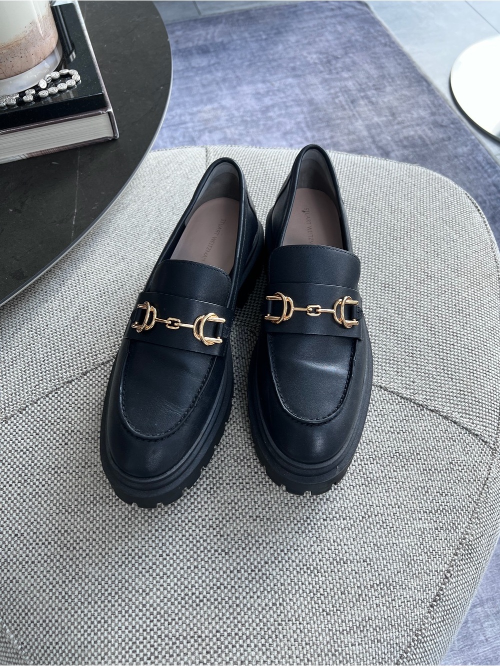 Stuart Weitzman Black Leather Loafers